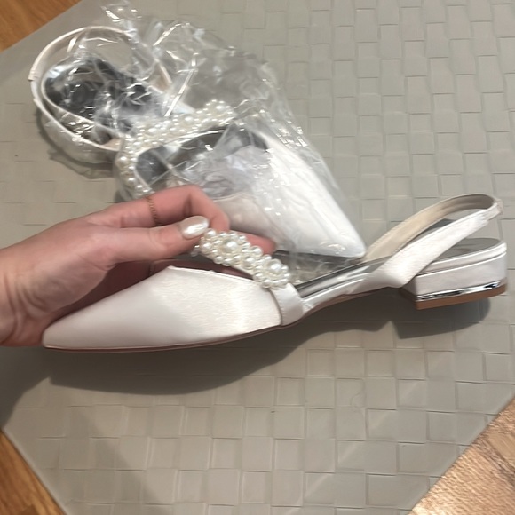 Brand New Bridal Flats with Pearls - Picture 2 of 4